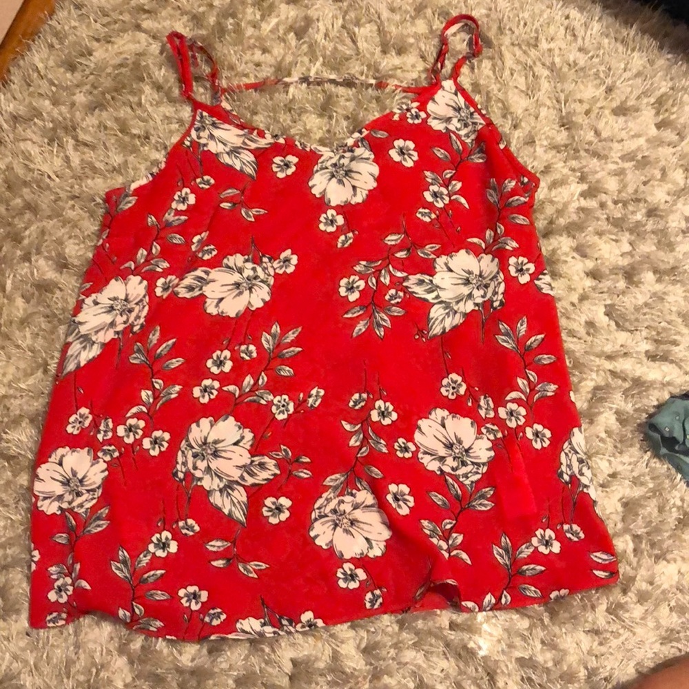 Red floral tank